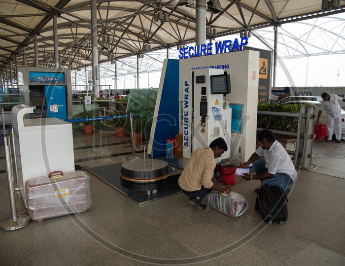 Secure Wrap, a baggage wrapping outlet,Rajiv Gandhi International Airport (HYD), Hyderabad