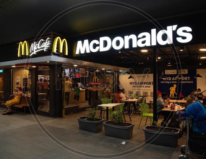 Mc Donalds food joint in Rajiv Gandhi International Airport (HYD), Hyderabad
