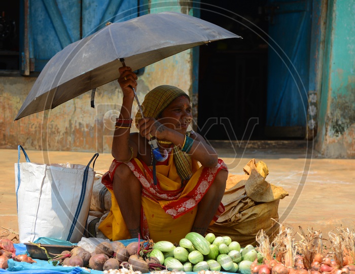 Tribal Woman Selling Vegetables