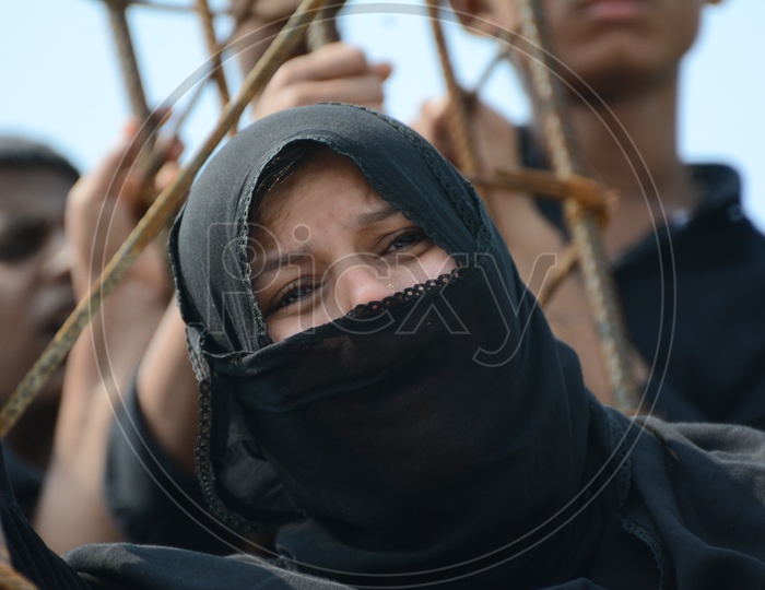 Muslim Woman Crying in Muharram Festival