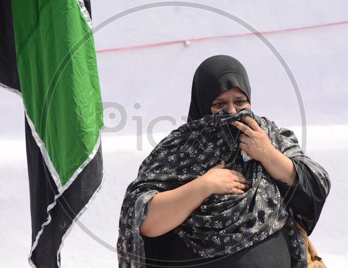 Muslim Woman Crying in Muharram Festival