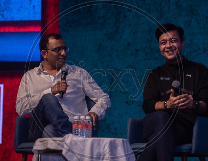 Rajendra Gupta( Founder and CEO,DailyHunt) Umang Bedi(President,DailyHunt) at TechSparks 2018
