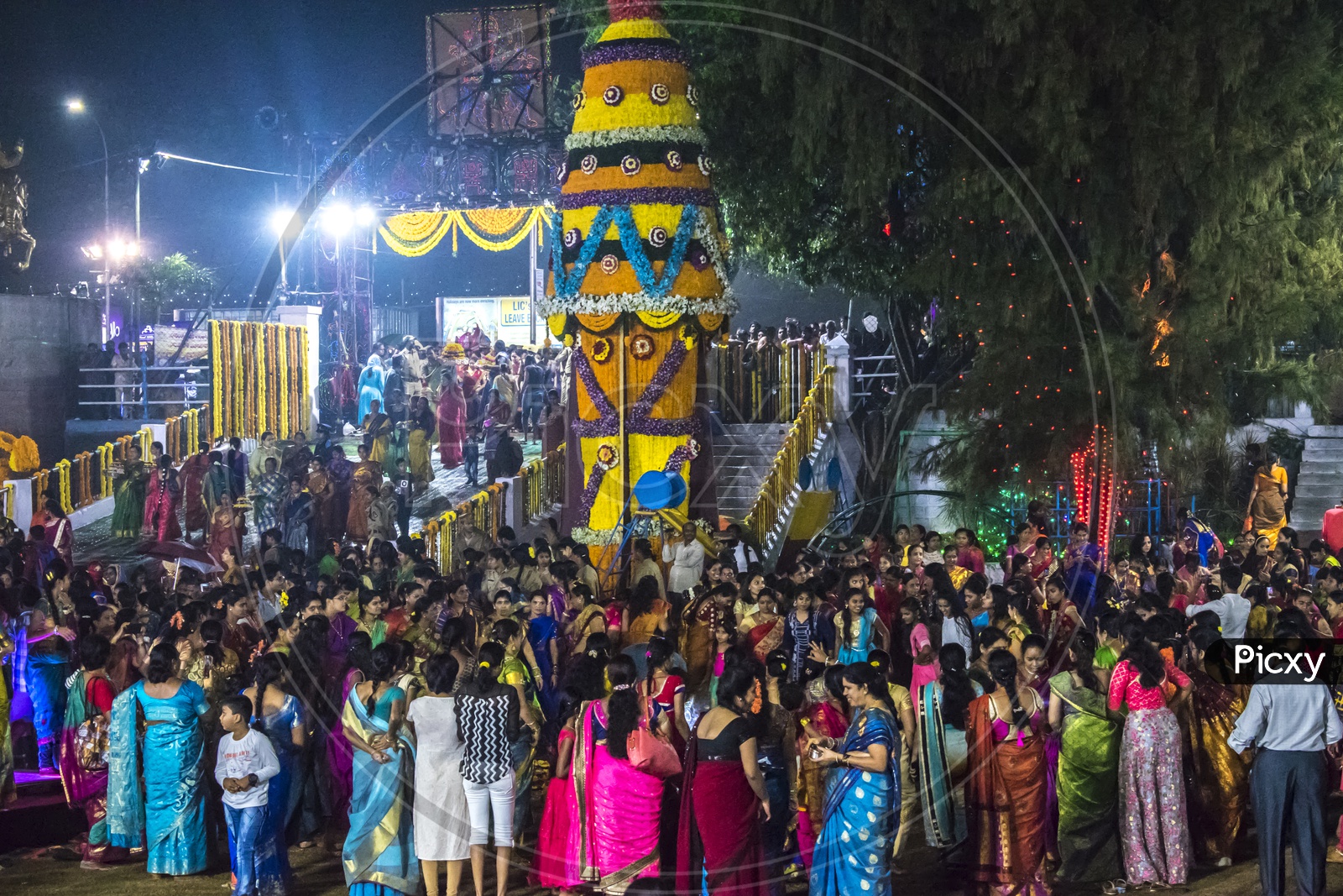 Women gathered to celebrate Bhathukamma