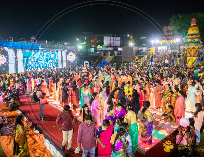 Telangana Bathukamma Celebrations at Bathukamma Ghat, Hyderabad