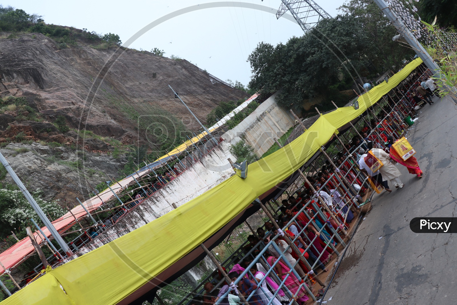Image Of Pilgrims Devotees Bhavani s Waiting In A Queue Line For Durga Image of pilgrims devotees bhavani s waiting in a queue line for durga