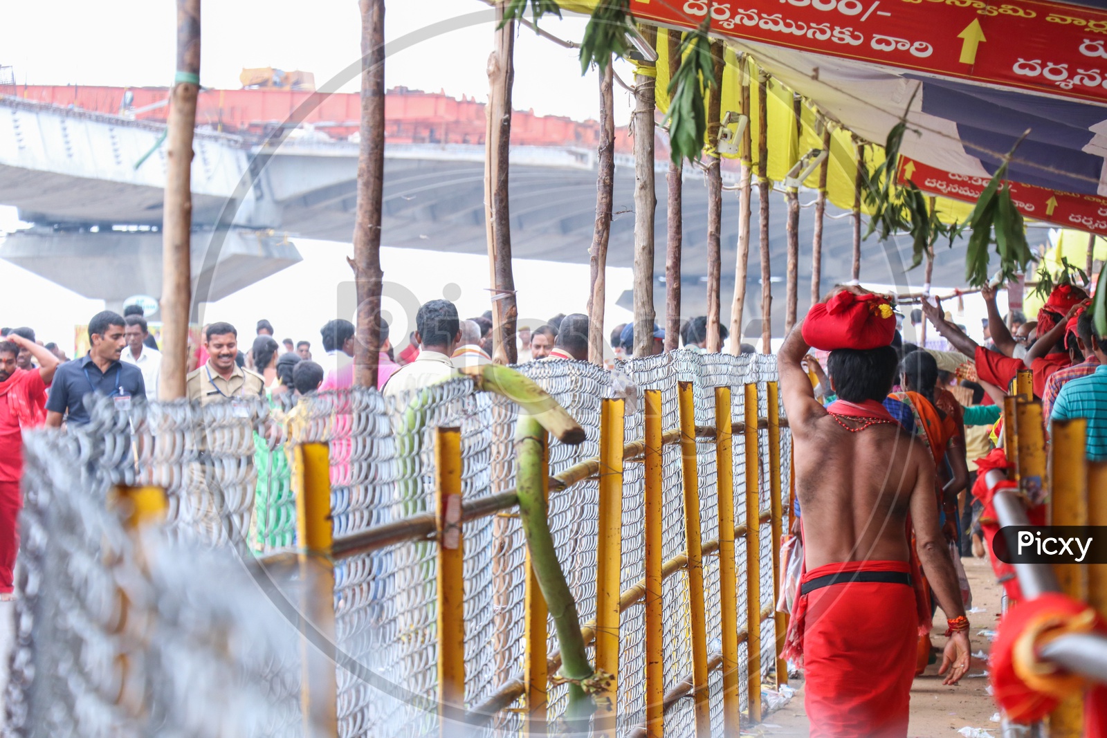 Image Of Pilgrims Devotees Bhavani s Waiting In A Queue Line For Durga Image of pilgrims devotees bhavani s waiting in a queue line for durga