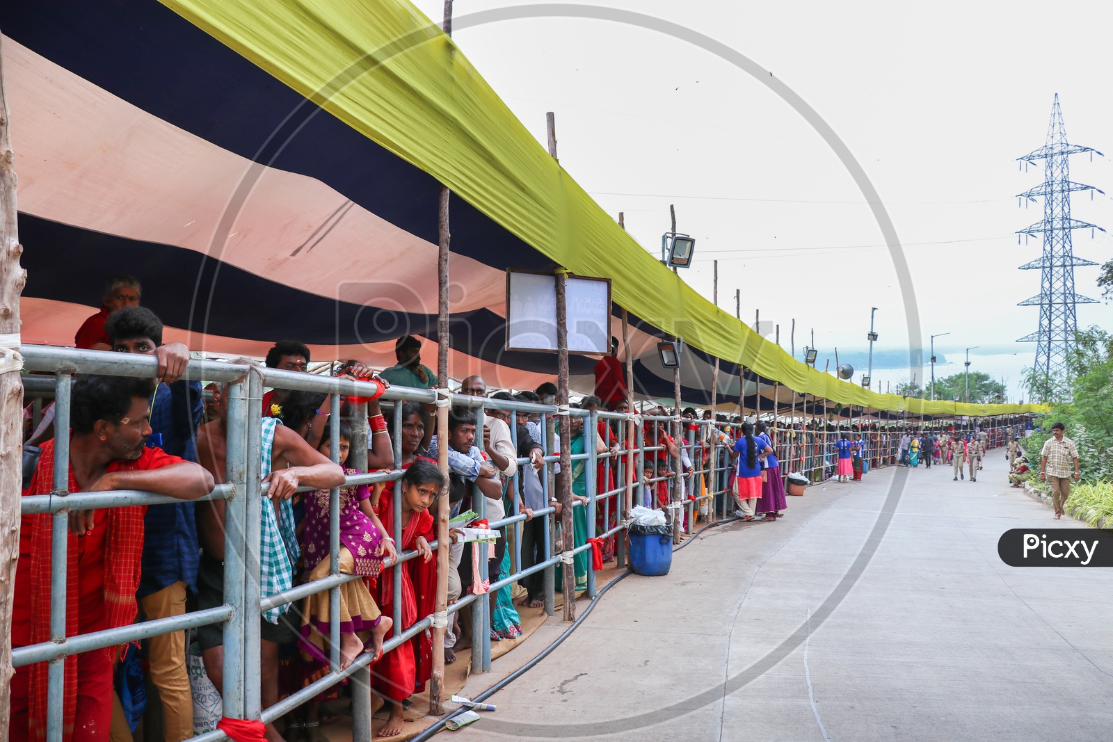 Image Of Pilgrims Devotees Bhavani s Waiting In A Queue Line For Durga Image of pilgrims devotees bhavani s waiting in a queue line for durga
