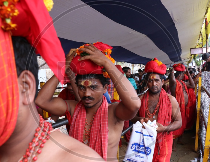 Pilgrims/Devotees/Bhavani's waiting in a Queue line for Durga Darshan  on 9th day of Durga Navrathri's uring Dasara/Dussehra
