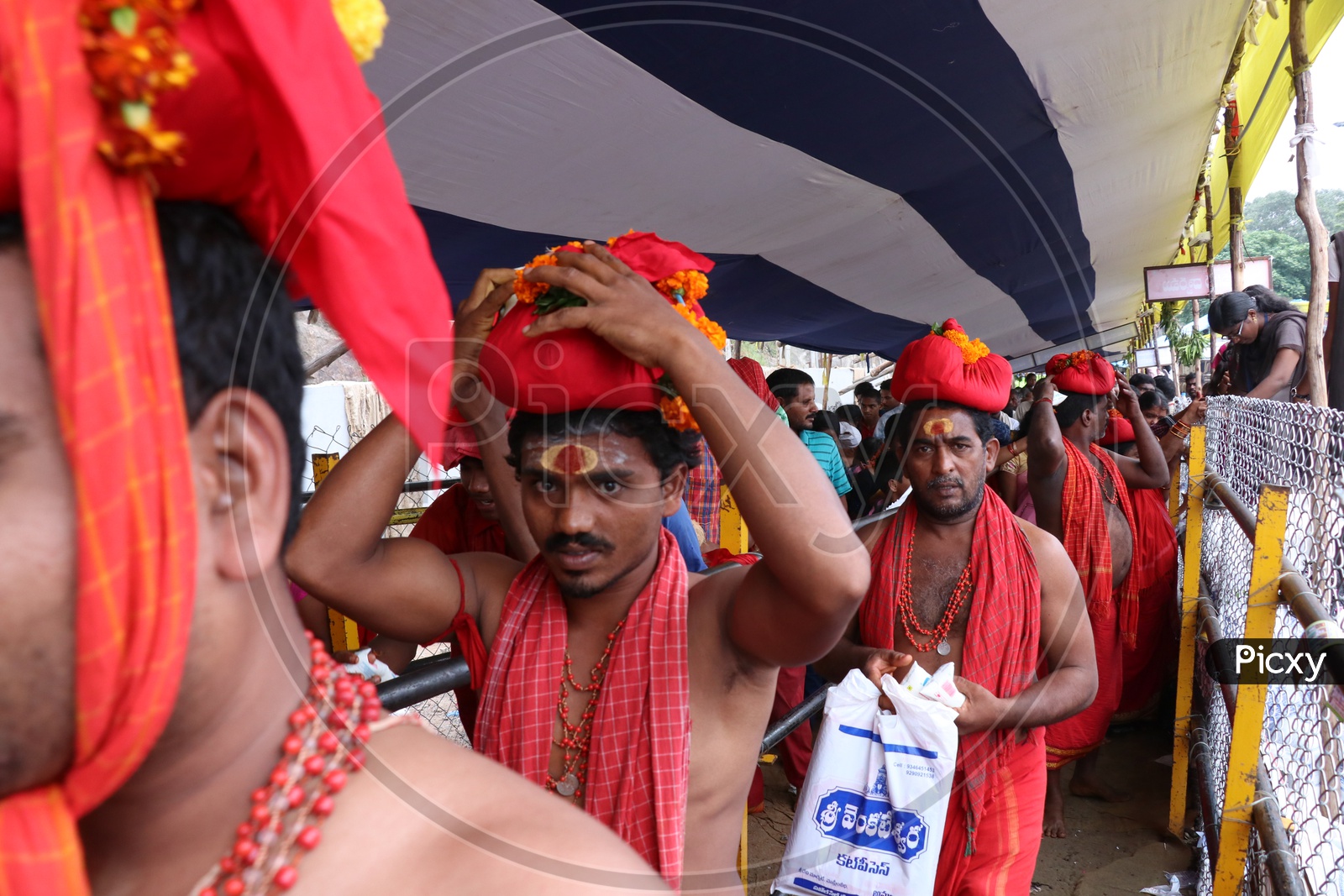 Pilgrims/Devotees/Bhavani's waiting in a Queue line for Durga Darshan  on 9th day of Durga Navrathri's uring Dasara/Dussehra