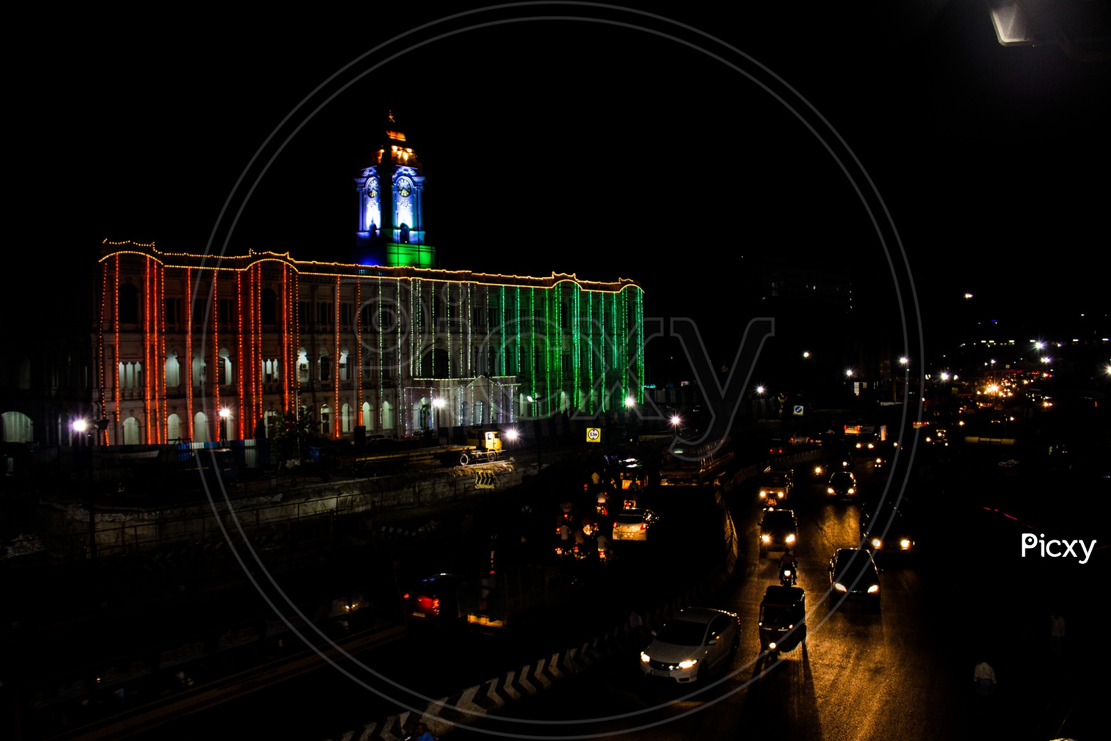 Night View of Chennai Central Railway Station