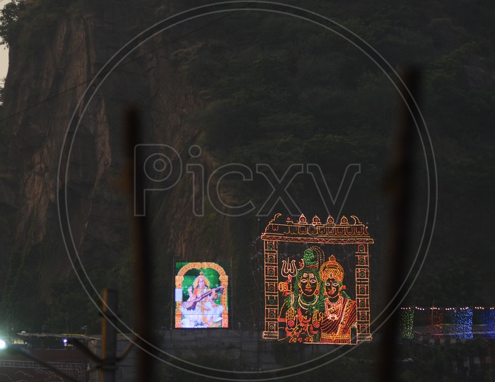 Lightings at Durga temple during Dussehra festival