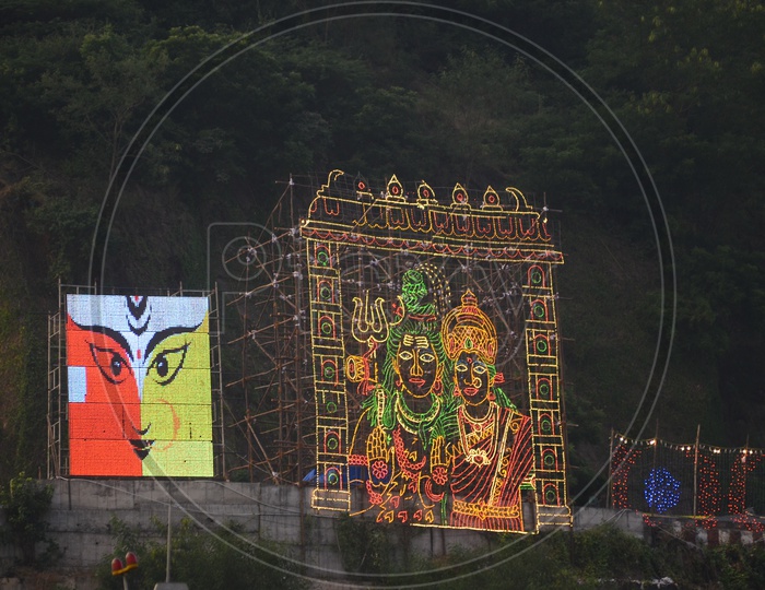 Lightings at Durga temple during Dussehra festival