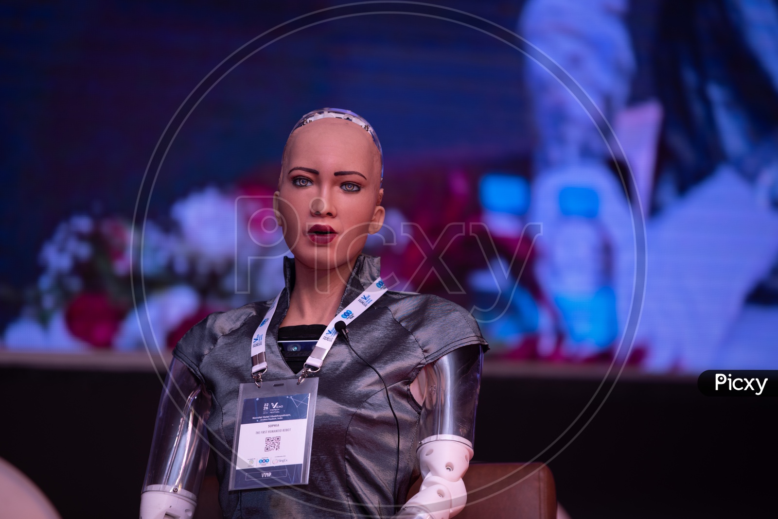 Sophia, First Humanoid Robot with UAE Citizenship at Vizag Fintech festival 2018