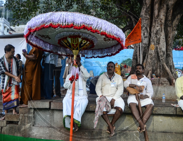 Hindu devotees during Teppotsavam celebrations