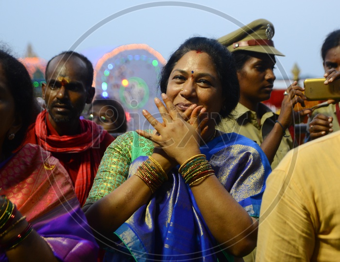 Hindu devotees during Teppotsavam celebrations
