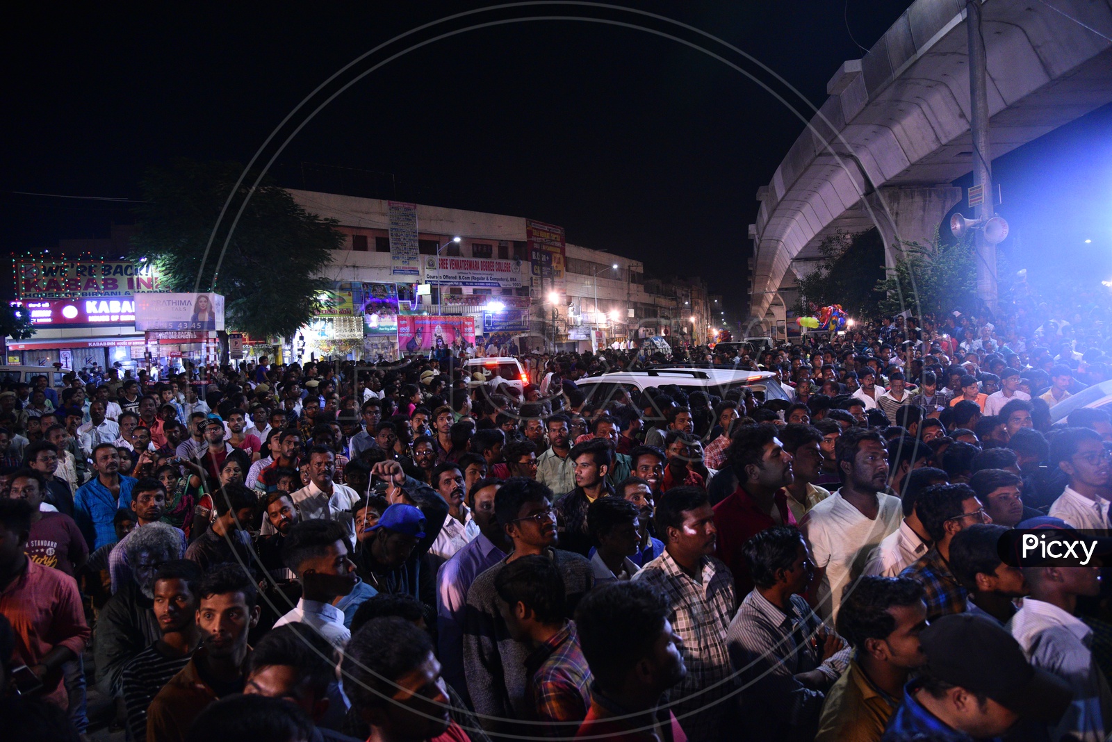 People gather at YMCA Circle, narayanguda to watch the SADAR Carnival