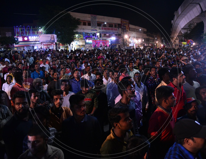 People gather around YMCA Circle in Narayan Guda and watch the Carnival