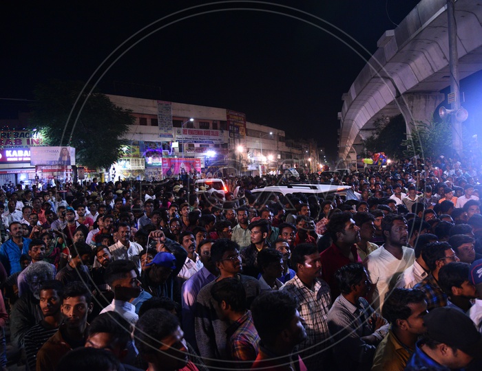 People gather at YMCA Circle, narayanguda to watch the SADAR Carnival