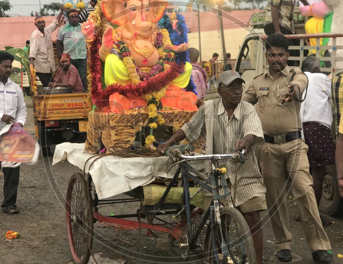Ganesh Statues on Rickshaw