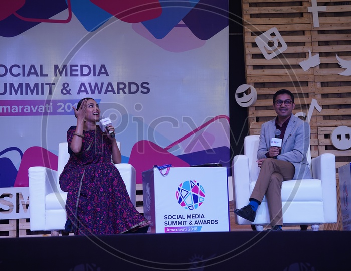 Indian Film Actress Swara Bhaskar  in Social Media Summit & Awards Amaravati 2018