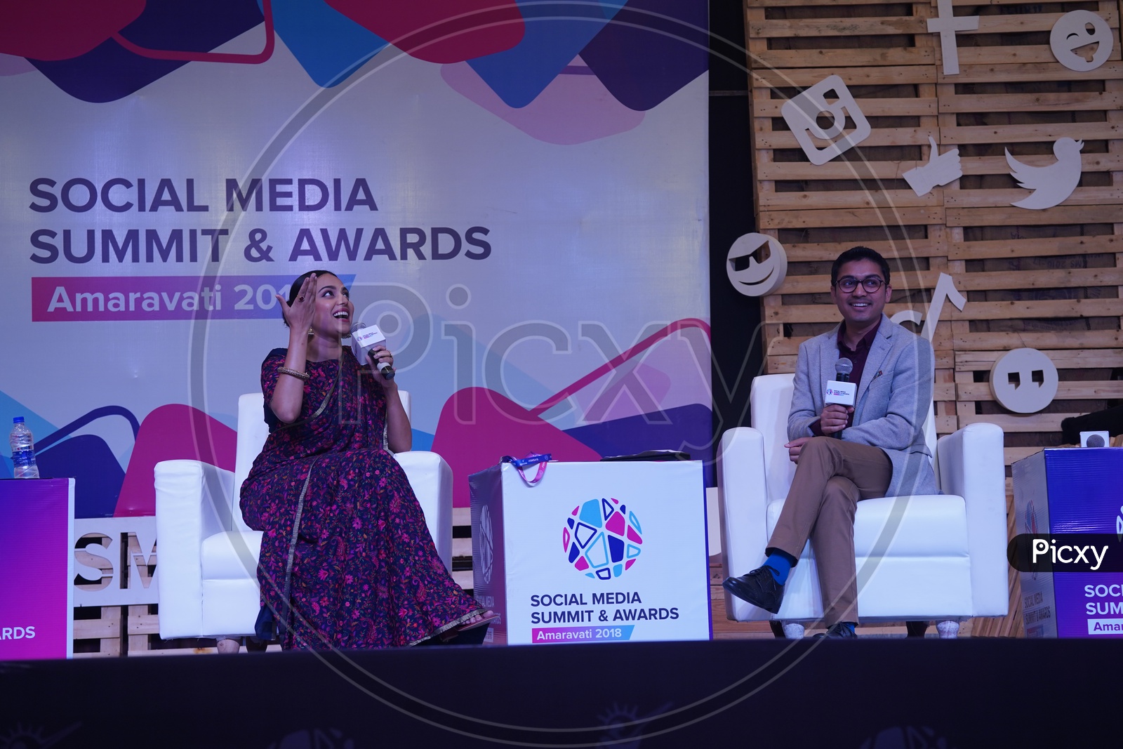 Indian Film Actress Swara Bhaskar  in Social Media Summit & Awards Amaravati 2018