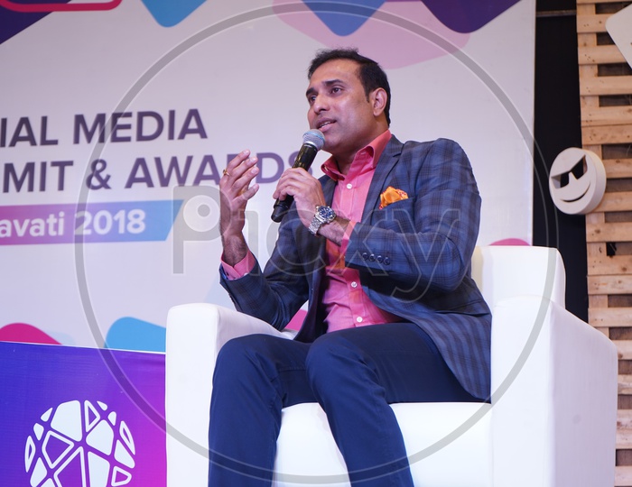 Former Indian Cricketer V V S Laxman in Social Media Summit & Awards Amaravati 2018