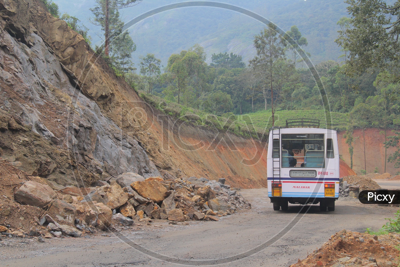 Rock Slide on the way to Munnar