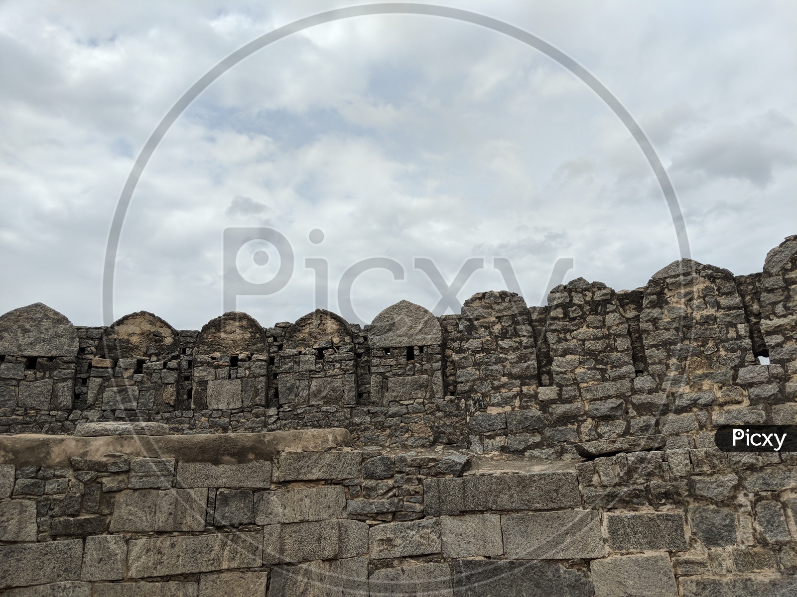 Ancient Stone wall Ruins at Gingee Fort