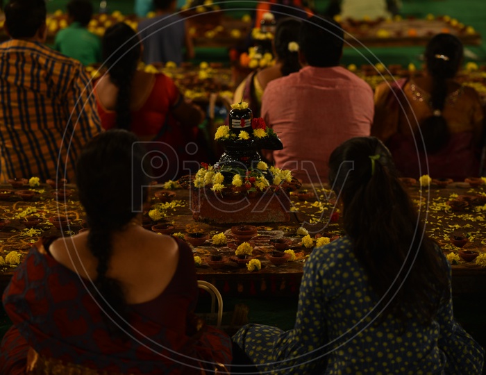 Indian Hindu women  devotee praying