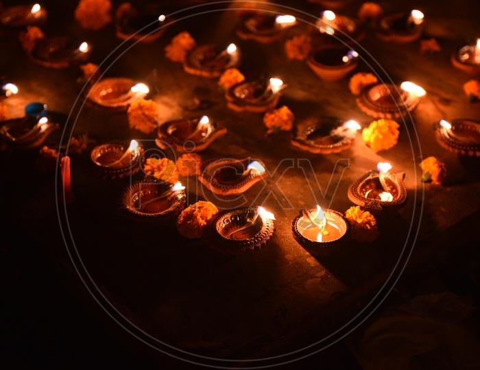 Diya's on the occasion of Diwali/Deepavali