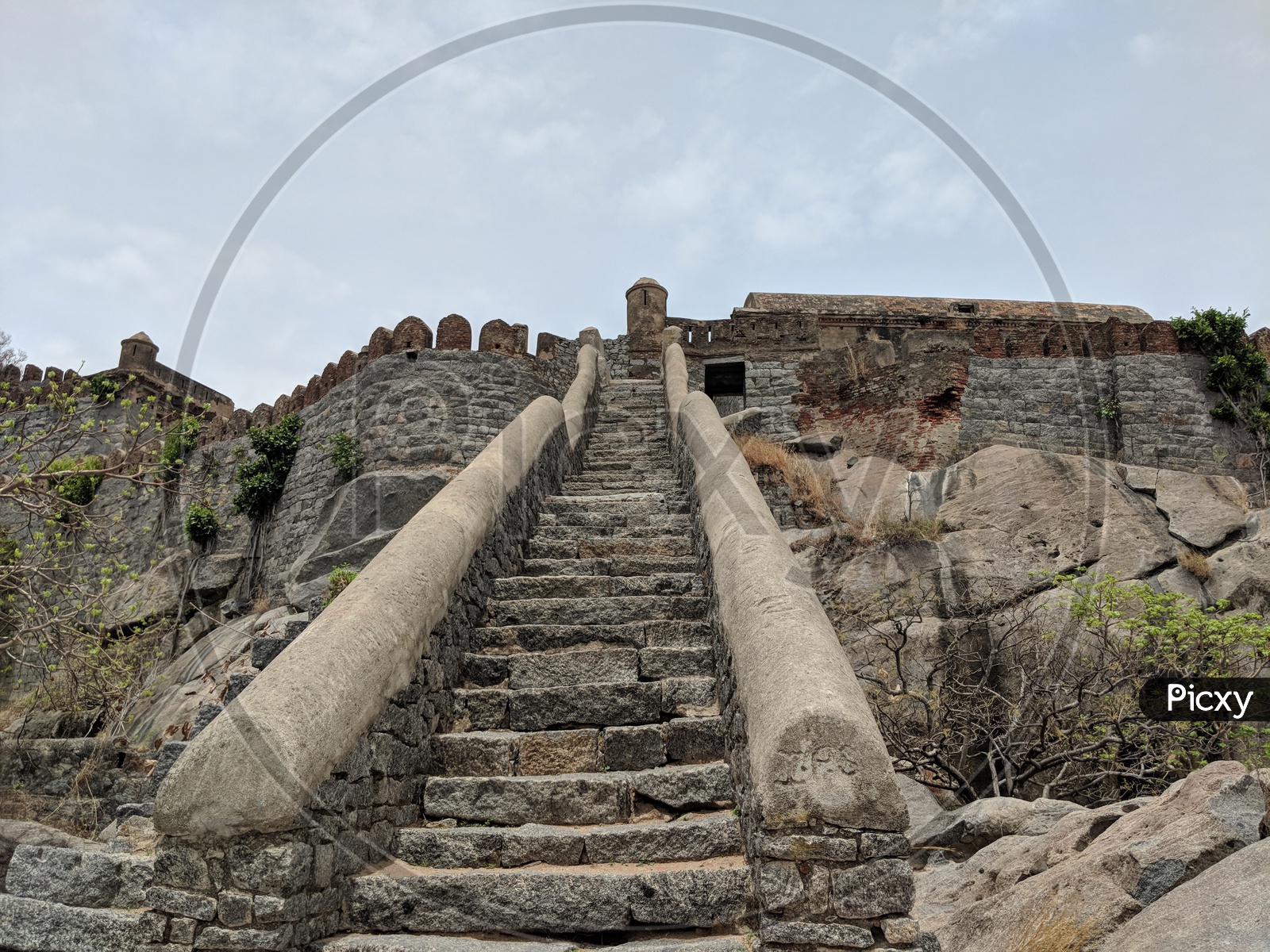 Ancient Stone Stairway to the wall