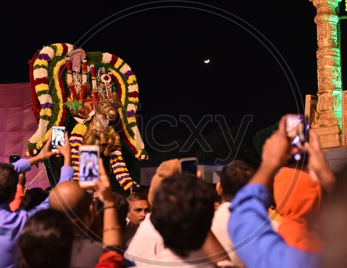 Alampur Jogulamba Idol in a Procession at Koti deepotsvam