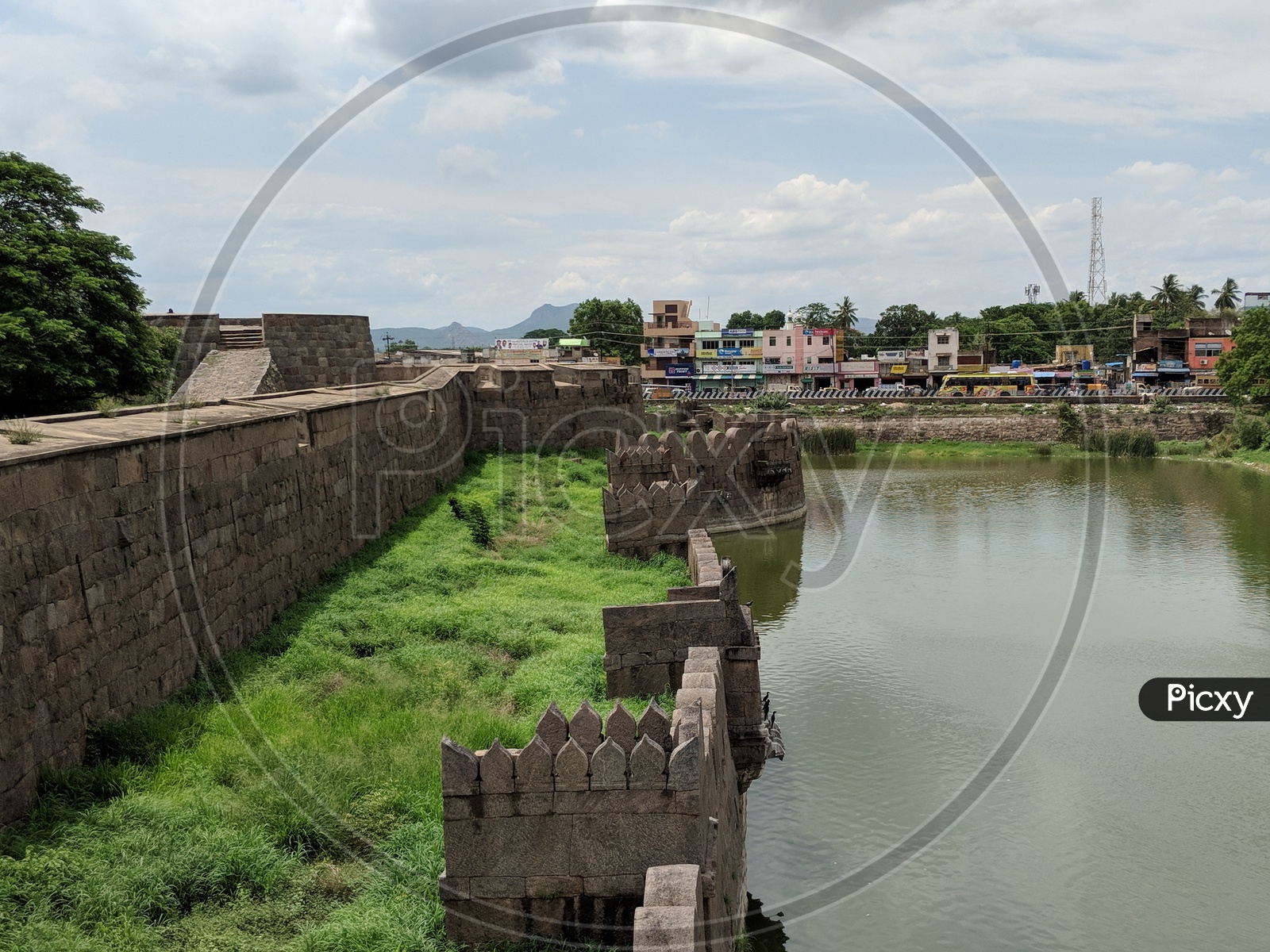 View of moat at Vellore Fort