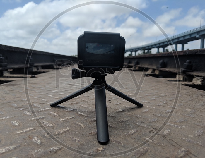 GoPro on a bridge