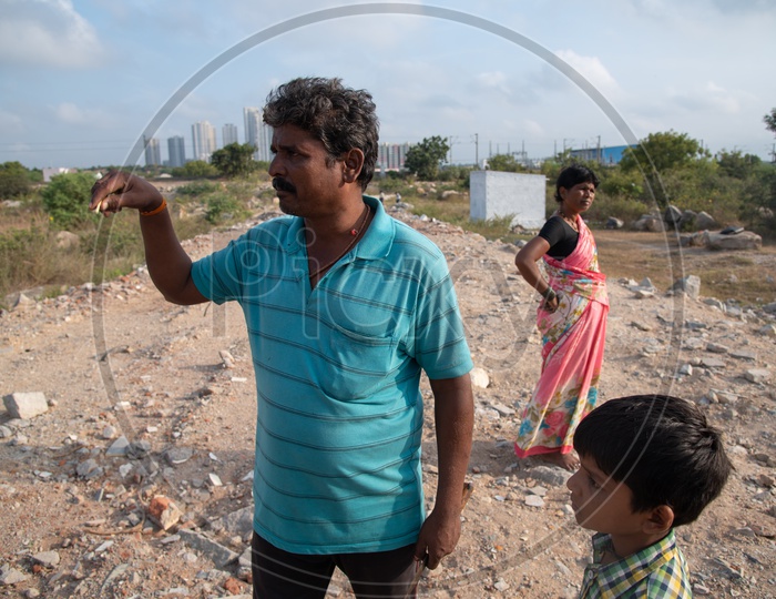 A migrant family living in a small house work in construction sites around MMTS Railway Station, Hitech City, Kaithalapur