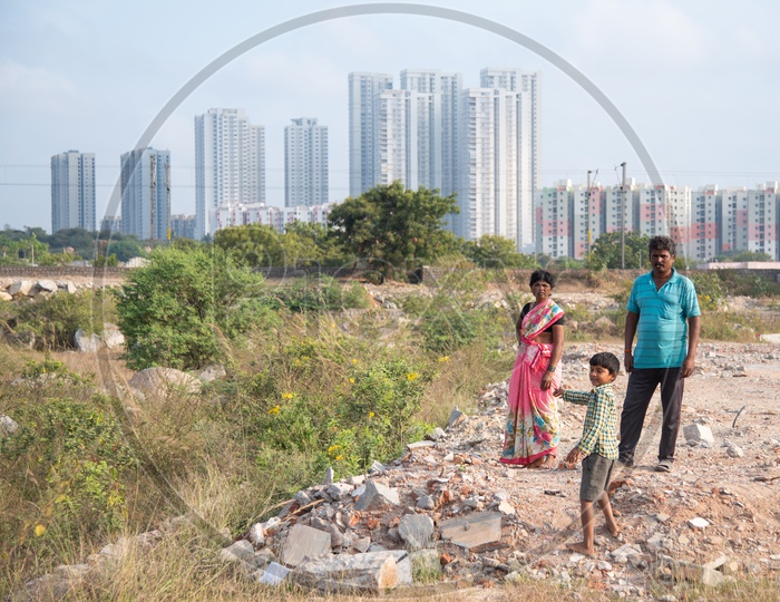 A migrant family living in a small house work in construction sites around MMTS Railway Station, Hitech City, Kaithalapur