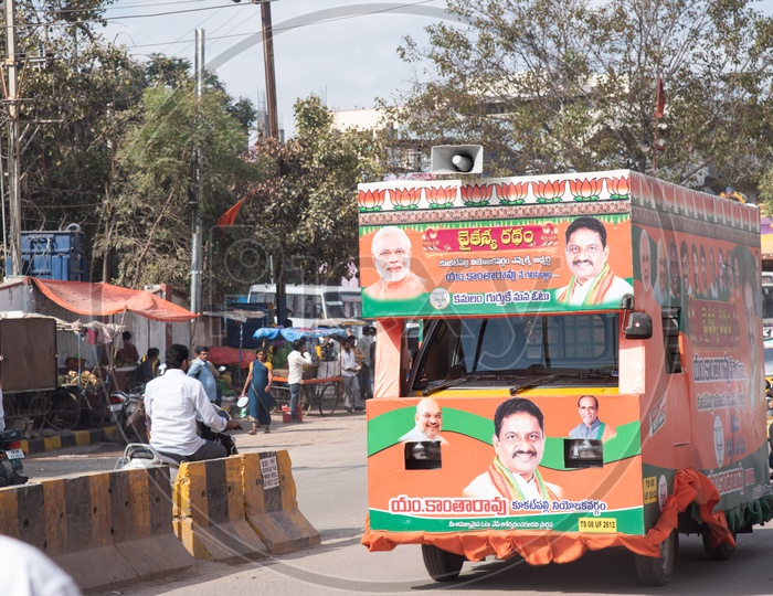 BJP Election campaining vehicle for Telangana Assembly Elections,
