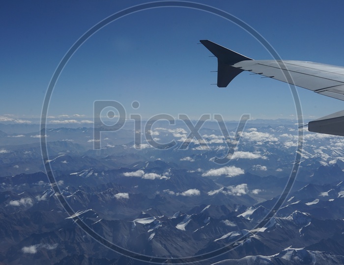 Beautiful Himalayan mountains captured from aircraft/Himalayas Ranges in Aerial View