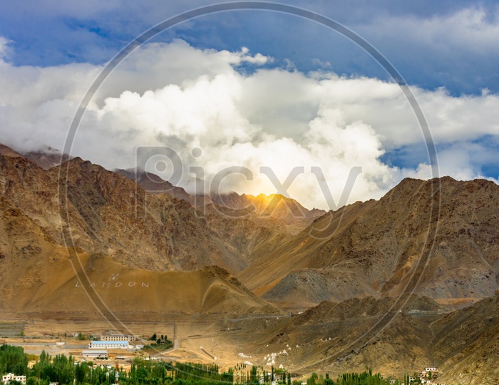 Beautiful Himalayan Mountains with  Clouds in Leh