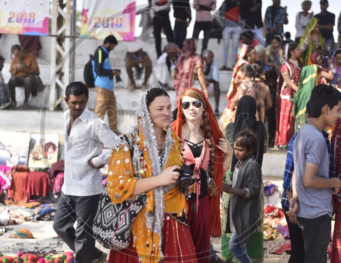Foreigners in Pushkar Cattle Fair, Rajasthan