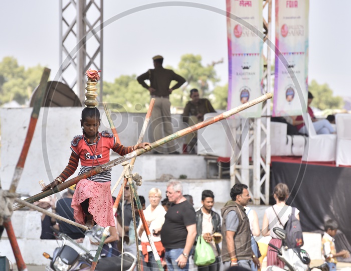 Street Performance by a girl at Pushkar Camel Fair