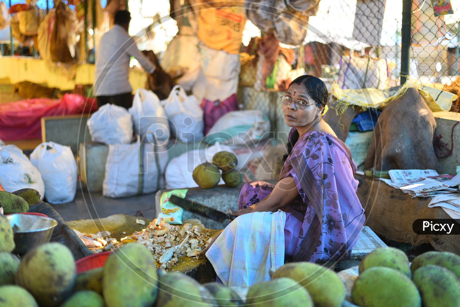 Jack Fruit Seller at Local Market/Rythu Bazar
