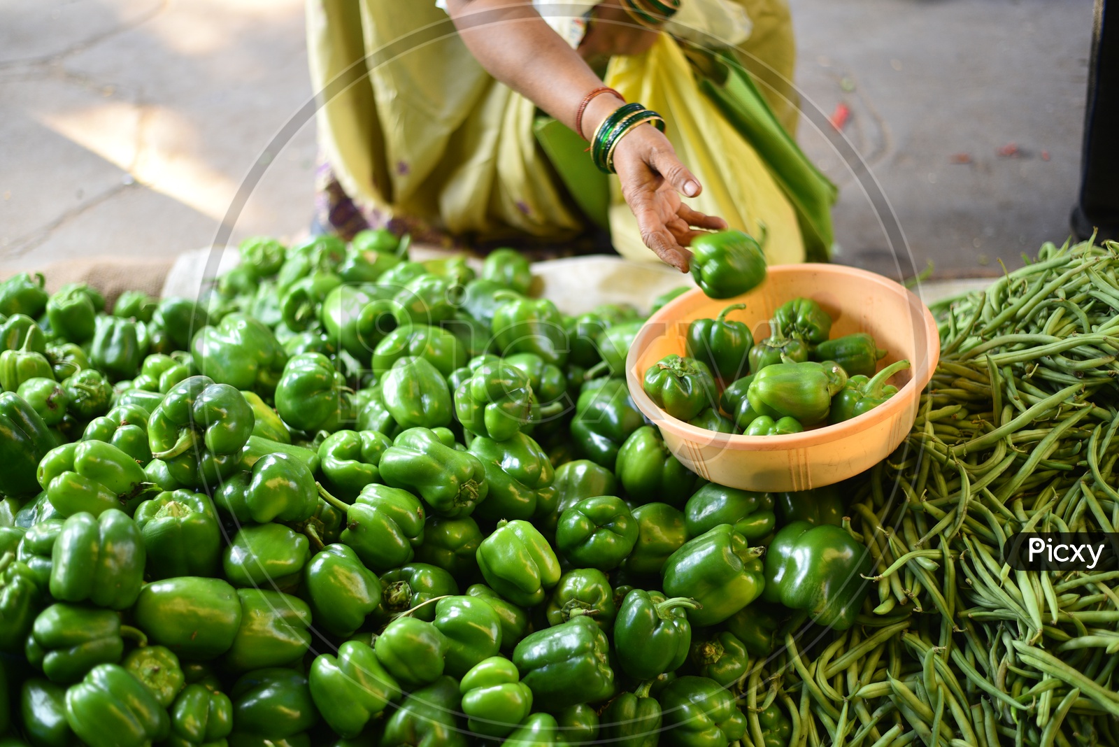 Capsicum at Local Vegetable Market/Rythu Bazar