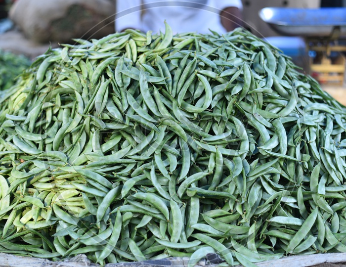 Broad Beans at Local Vegetable Market/Rythu Bazar
