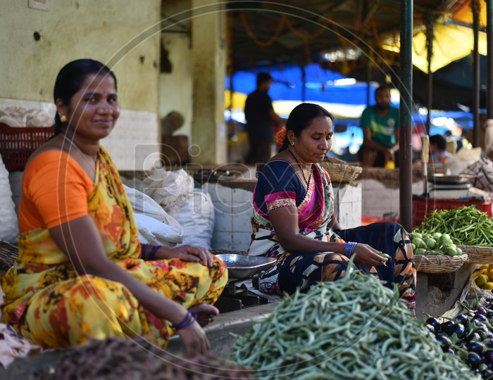 Vegetable Sellers at Local Market/Rythu Bazar