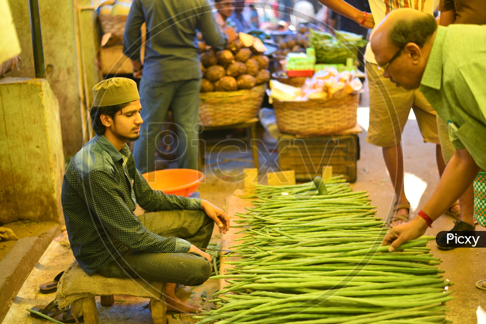 Drumsticks Seller at Local Market/Rythu Bazar