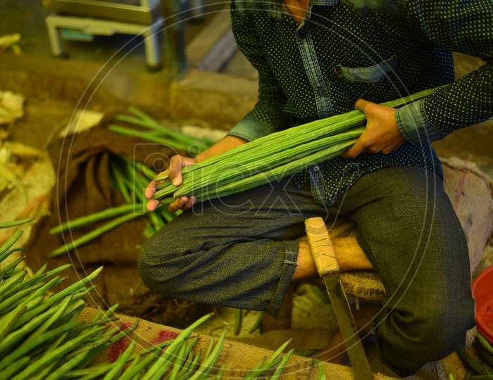 Drumsticks at Local Vegetable Market/Rythu Bazar