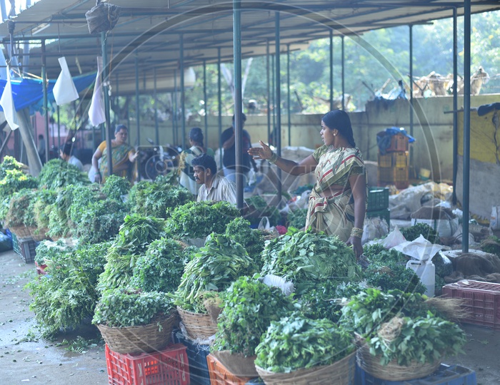 Vegetable (Fresh Greens) Seller at Local Market/Rythu Bazar