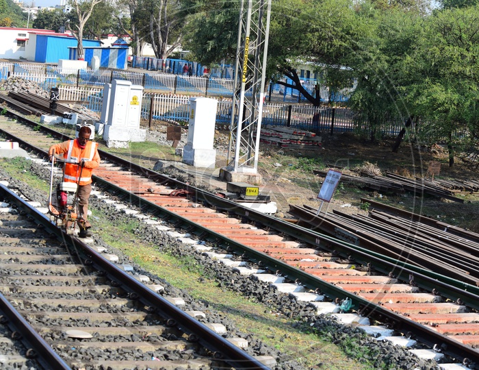 Railway Worker on Track