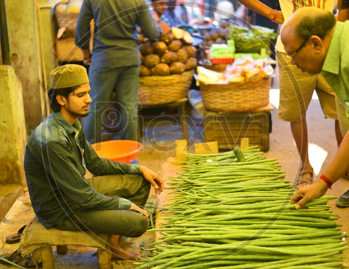 Drumsticks Seller at Local Market/Rythu Bazar